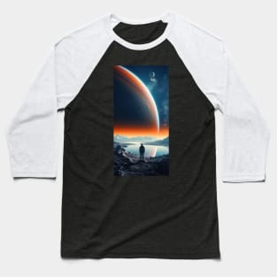 Astronaut stands in front of big star - t shirt design Baseball T-Shirt